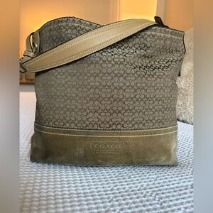 Vintage Coach Signature Camel Suede Jacquard Lg Tote